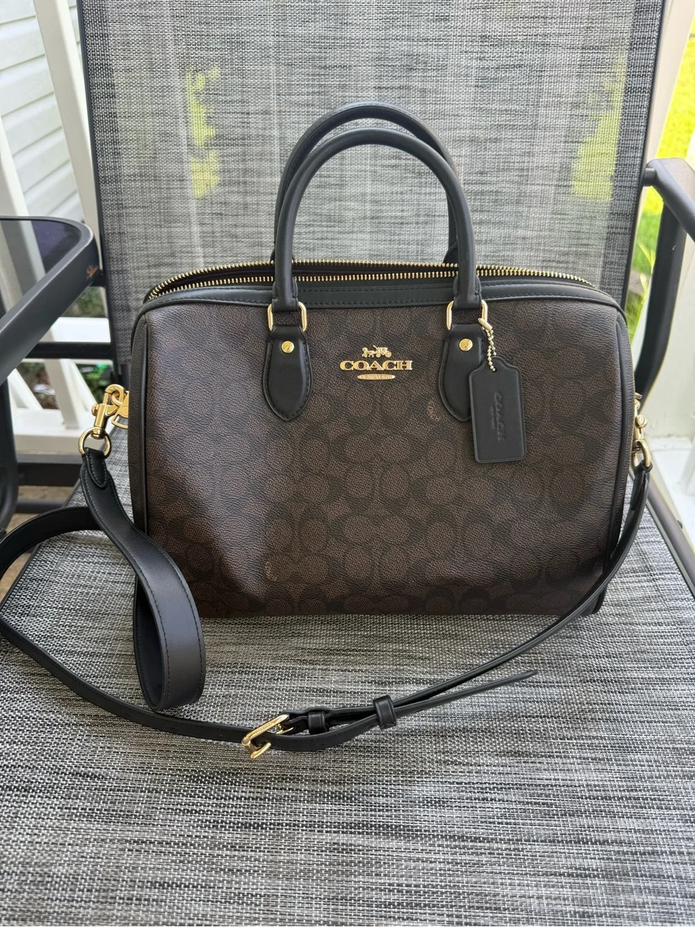 COACH Brown Signature Large Rowan